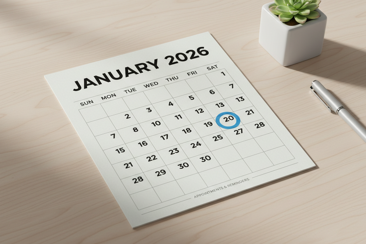 calendar displaying January 20th