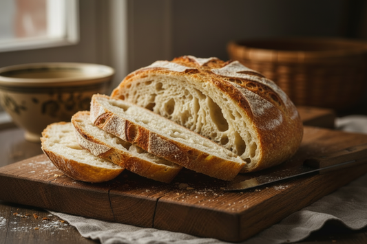 slice a few pieces of the bread to show the inside